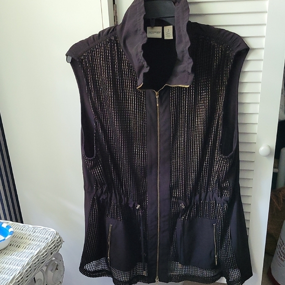 Chico's Gold and Mesh Black Vest for Stylish Layering 3=16/XL - Picture 11 of 15